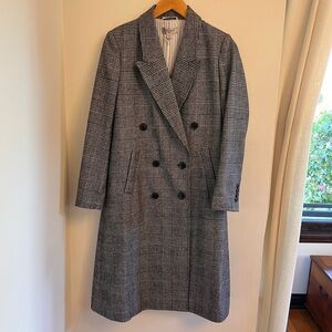 Nili Lotan x Target Double-Breasted Glen Plaid Overcoat NWT